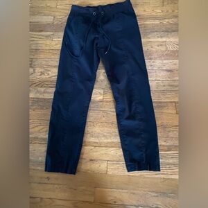 Eileen Fisher Organic Cotton Wide Waistband Pull On Drawstring Black Pants